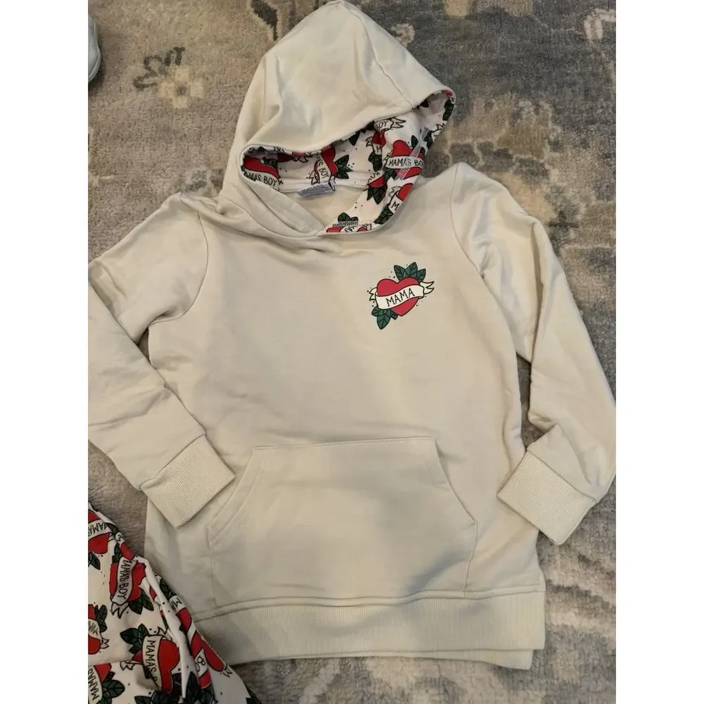 Bums And Roses Mama's Boy 2 Piece Hoodie Jogger Set 5/6 NEW